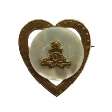 Royal Artillery Mother of Pearl on Brass Heart Sweetheart Brooch