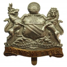 WW1 Manchester Regiment Non Voided Coat of Arms Bi-metal Cap Badge