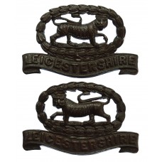 Pair of Leicestershire Regiment Officer's Service Dress Collar Badges