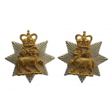 Pair of Queen's Royal Regiment Officer's Collar Badges