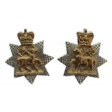 Pair of Queen's Royal Surrey Regiment Anodised (Staybrite) Collar Badges