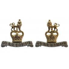 Pair of 15th/19th Hussars Anodised (Staybrite) Collar Badges