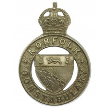 Norfolk Constabulary White Metal Cap Badge - King's Crown