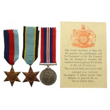 WW2 Air Crew Europe Casualty Medal Group of Three - Sergeant John William Melhuish, 83 Sqdn. Royal Air Force Volunteer Reserve