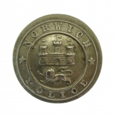 Norwich City Police White Metal Coat of Arms Button (25mm)