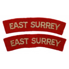 Pair of East Surrey Regiment (EAST SURREY) Cloth Shoulder Titles