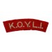 King's Own Yorkshire Light Infantry (K.O.Y.L.I.) Cloth Shoulder Title