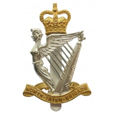North Irish Brigade Officer's Silvered & Gilt Cap Badge - Queen's Crown