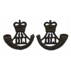 Pair of Durham Light Infantry (D.L.I.) Officer's Service Dress Collar Badges - Queen's Crown