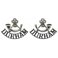 Pair of Durham Light Infantry (Bugle/DURHAM) Anodised (Staybrite) Shoulder Titles