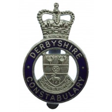 Derbyshire Constabulary Enamelled Cap Badge - Queen's Crown