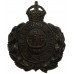 Folkestone Borough Police Black Wreath Helmet Plate - King's Crown