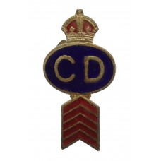 WW2 Civil Defence Enamelled Lapel Badge with 5 Years Service Chevrons