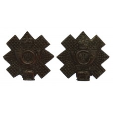 Pair of Highland Light Infantry (H.L.I.) Officer's Service Dress Collar Badges - Queen's Crown