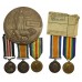 WW1 Military Medal, British War Medal, Victory Medal & Memorial Plaque along with Brothers WW1 Medal Pair - Private / Drummer B. Taylor, 17th (1st South East Lancashire Bantams) Bn. Lancashire Fusiliers - K.I.A.