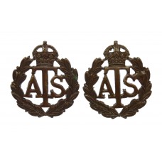 Pair of Auxiliary Territorial Service (A.T.S.) Officer's Service Dress Collar Badge - King's Crown