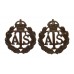 Pair of Auxiliary Territorial Service (A.T.S.) Officer's Service Dress Collar Badge - King's Crown