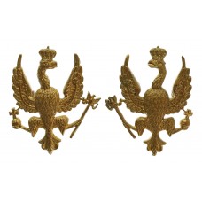 Pair of 14th/20th Hussars Officer's Gilt Collar Badges