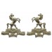 Pair of Queen's Own Buffs, Royal Kent Regiment Officer's Silvered Collar Badges