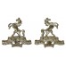 Pair of Queen's Own Buffs, Royal Kent Regiment Officer's Silvered Collar Badges