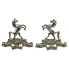 Pair of Queen's Own Buffs, Royal Kent Regiment Anodised (Staybrite) Collar Badges