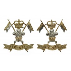 Pair of 9th/12th Royal Lancers Anodised (Staybrite) Collar Badges