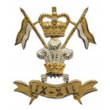 9th/12th Royal Lancers Officer's Cap Badge - Queen's Crown