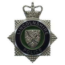 Lincolnshire Police Enamelled Star Cap Badge - Queen's Crown