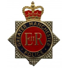Greater Manchester Police Enamelled Star Cap Badge - Queen's Crow
