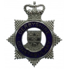 Derbyshire Constabulary Enamelled Star Cap Badge - Queen's Crown