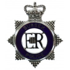 Sussex Police Senior Officer's Enamelled Cap Badge - Queen's Crow