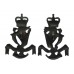 Pair of Royal Ulster Rifles (R.U.R.) Collar Badges - Queen's Crown