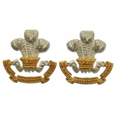 Pair of South Lancashire Regiment Officer's Silvered & Gilt Collar Badges