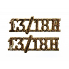 Pair of 13th/18th Hussars Anodised (Staybrite) Shoulder Titles