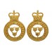 Pair of Shropshire Yeomanry Officer's Gilt Collar Badges - Queen's Crown