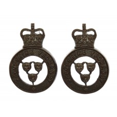 Pair of Shropshire Yeomanry Officer's Service Dress Collar Badges - Queen's Crown