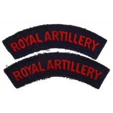 Pair of Royal Artillery (ROYAL ARTILLERY) Cloth Shoulder Titles