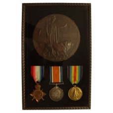 WW1 Submarine Commander Casualty 1914-15 Star Medal Trio and Memorial Plaque - Lieut. C.A.C. Russell, Royal Navy