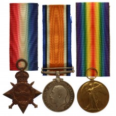 WW1 Submarine Service Casualty Medal Trio - Engine Room Artificer 2nd Class R.C. Gibson, Royal Navy, HM Submarine C29 - K.I.A. 29/8/15