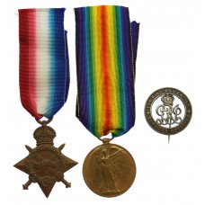 WW1 1914-15 Star, Victory Medal and Silver War Badge - Pte. J.T. 