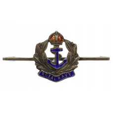 Royal Navy Silver & Enamel Sweetheart Brooch - King's Crown