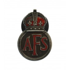Auxiliary Fire Service (A.F.S.) Sterling Silver Enamelled Lapel Badge - King's Crown