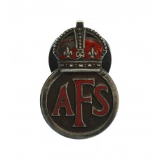 Auxiliary Fire Service (A.F.S.) Sterling Silver Enamelled Lapel Badge - King's Crown