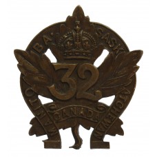 Canadian 32nd Infantry Battalion (Manitoba & Saskatchewan) WW1 C.E.F. Cap Badge