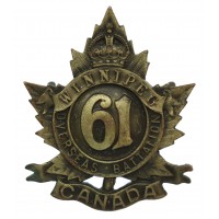 Canadian 61st Infantry Battalion (Winnipeg Bn.) WW1 C.E.F. Cap Badge