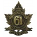 Canadian 61st Infantry Battalion (Winnipeg Bn.) WW1 C.E.F. Cap Badge