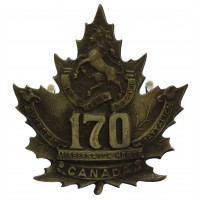 Canadian 170th Infantry Battalion (Mississauga Horse) WW1 C.E.F. Cap Badge
