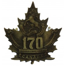 Canadian 170th Infantry Battalion (Mississauga Horse) WW1 C.E.F. Cap Badge