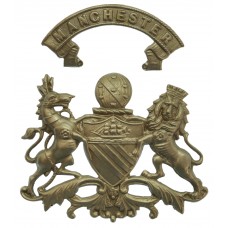Manchester City Police White Metal Coat of Arms Helmet Plate 