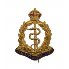 Royal Army Medical Corps (R.A.M.C.) Brass & Enamel Sweetheart Brooch - King's Crown